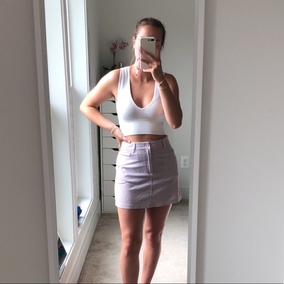 like new pink and white pinstripe mini skirt - Picture 3 of 10